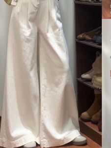 2024 NOWOŚĆ SAN * DRO White Extended 175 Dżinsowe Szerokie Spodnie z wysokim talią, odchudzaniem i opadającymi prostymi spodniami nóg, spodnie mopowe podłogowe dla kobiet
