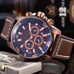 2020 High Quality 42mm Men's Watch Leather Fashion Casual Military Quartz Sports Watch All Functions Work Dropship AMANI 248d