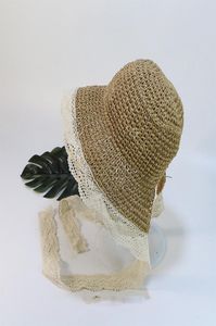 FLORES Lace meninos meninas chapéus de palha de palha de verão chapéus para crianças chapéus de praia fita de fita longa Capinho solar Cap VT01362687102