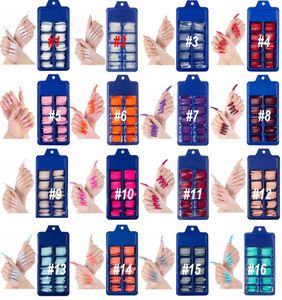 NAF009 100st Factory Long Coffin Press On Nails 40 Colors Full Cover Acrylic Nail Tips Ballerina Fake Nails Nail Art Tools5894939