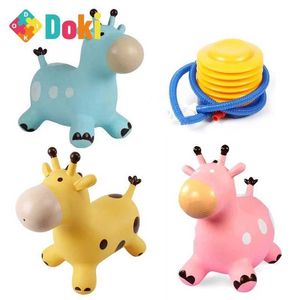 Коляски# Doki Ride On Toys Jumping Horse Bouncy Giraffe Hopper Надувные прыжки с подпрыгивающими игрушками для животных резиновая лошадь Pvc Toys 2023 T240509