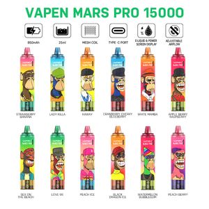 Tek Kullanımlık Vapes Vapen Mars Pro 15000 Puff Vape Tornado 15000 Puff 15k 9K Tek Kullanımlık E Sigara 15K Ekran Ekran Eşheri Bobin Şarj Edilebilir Buhar Puf