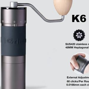 Kingrinder Manual Coffee Grinder 420 Burr in acciaio inossidabile Macinatura Macinacauca portatile Baja Tahan Karat K4 K6 38mm 48mm 240506