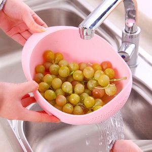 Fruit Vegetable Tools New Food Grade Plastic Rice Beans Peas Washing Filter Strainer Basket Sieve Drainer Cleaning Gadget Kitchen Ac Dhkne