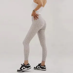 Активные брюки логотип леопардовый принт йога леггинги Женщины выравнивают высокопроизводительные брюки с жесткой спортивной тренировкой для лета