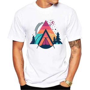 Мужские футболки Thub New Style Art Geometric Men Fit Funt Camping под звезд