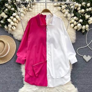 Женские блузки Oceanlove Contrast Color Рубашки для женщин Tops Spring Fall Vintage Lose Blusas Feminina Fashion Simple Casual Camisas
