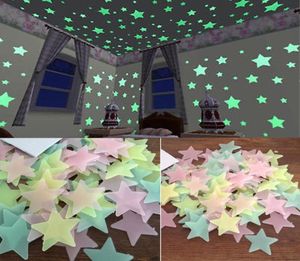 100 PCS Home Wall Glow in the Dark Stars Starts Planeta Decoração de teto de parede Beck no espaço decoração de teto 3d luminoso 3cm8956787