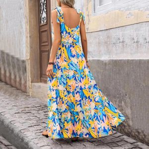 Vestidos casuais vestido sexy floral verão 2024 feminina feminina faghetti tira