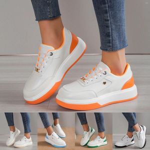 Lässige Schuhe Ladies Fashion Farb blockieren Leder Schnürung komfortable dicke Sneaker Sneaker Größe 8 Stiefel für Frauen