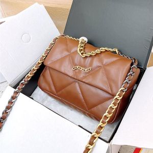 10a Fashion Single Silver Bag Bag Lattice Bag Designer Goat Leather Crossbody 19 Handbag Rhombic Chain Bright Big Women Axel Bag Go CCUO