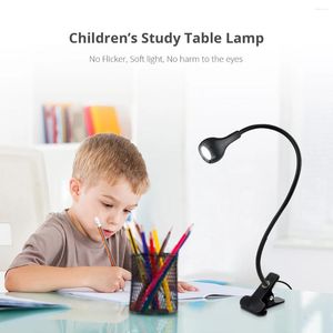 Lâmpadas de mesa Clipe na lâmpada de mesa 360 ° Leitura flexível Luz de ensino de olho de olho