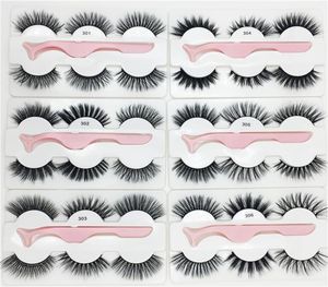 3 PairsBoxed With 1 Tweezer Mixed Styles 3D Mink False Eyelashes Natural Long Lashes Handmade Wispies Bushy Fluffy Sexy Eye Makeu8582258