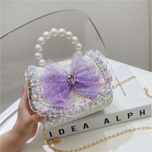 New Children Summer Fashion Crossbody Girl Pearl Handheld Princess Bag