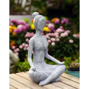 Statua esterna di Goodeco Zen Lady Garden - Figurine da collezione in resina per decorazioni per gli scaffali accenti per la casa, idee regalo, 11,4 pollici (grigio)