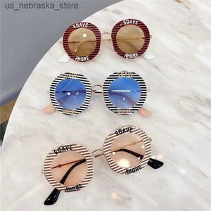 Sonnenbrille Tonghuajia Childrens Brille Baby süße Jungen und Mädchen Mode Augen Trend Instagram rundem Rahmen in Korea Q240410