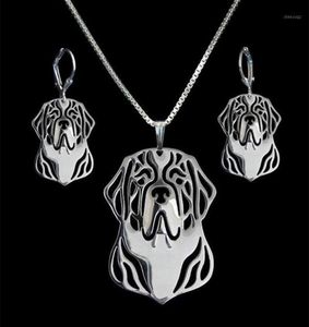 Earrings Necklace Women St Bernard Jewelry Set Lovers Pet Dog4178534