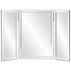 Kompakta speglar Trifold Makeup och toalettbord spegel bärbar avfasad sovrum badrum kosmetika q240509