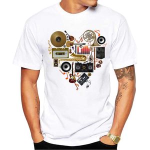 T-shirt maschile 2023 Hot Selling Men Music in Love T-shirt Short Slve T Shirts Musical Strument Vintage Shrits Casual Cool tops Y240509