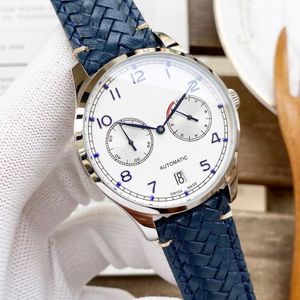 Mens Watches Portekiz Serisi Otomatik Makine Hareketi Bağımsız Küçük İkinci El Gerçek Kinetik Enerji Göstergesi Mineral Kristal GL 220K