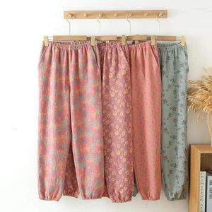 Damskie bawełniane bawełniane dna snu Świeży druk Pajama Spodnie wiosenne jesienne spodnie żeńskie odzież domowa