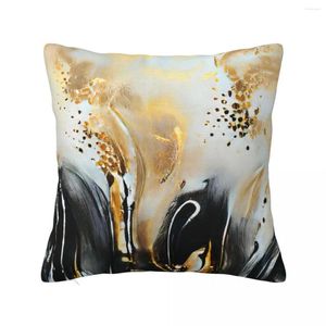 Cuscino di lusso di pittura fluida astratta nera e oro cover decorativi cuscino