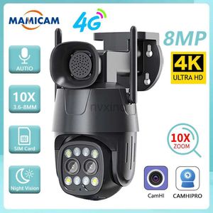 Telecamere IP fotocamera IP WiFi/4G SIM SIM SIM OUTDOOR PTZ 8MP Dual Lens ad alta definizione Dual Lens 3,6 mm-8 mm Sicurezza CCTV Camera AI Tracciamento umano Colore Night Vision Camera D240510