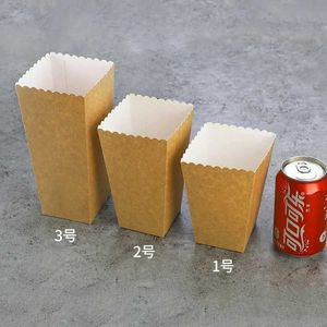 3pcs Geschenkverpackung 12 Stück reine braune Kraft Popcorn Boxes Container Geburtstagsfilmpartybevorzugt behandeln Taschen Hochzeit Brautgäste Geschenke Schachtel