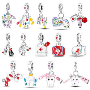 925 Braccialetti originali Silver Fit Simbolo musicale Drawing Drawing Medicine Box Serie di carriera per perle per gioielli fai -da -te 240428