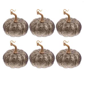 Kwiaty dekoracyjne 6 szt. Zatuszone dekoracje symulacja piankowa dynia wisząca brokat pianki Podręcznik 8 cm Halloween Ornaments Autumn