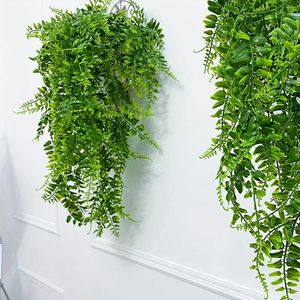 Decorative Flowers 1pc/2pcs-90cm/35.43inch Simulated Wall Hanging Persian Grass Vine Artificial Fern Plant Green