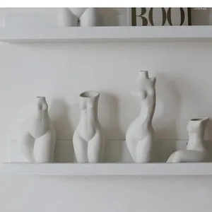 Vasi Body Art Ceramic Vase Bianco Vaso arredamento Disposizione floreale secca Accessori per la decorazione del soggiorno Abstract