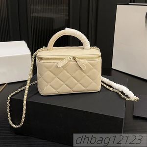 Women Portable Designer Makeup Bag Leather Diamond Lattice Luxury Handbag Trend Coin Purse With Mirror Gold Hardware Crossbody Shopping Clutch Wallet