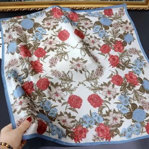 100 Pure Mulberry Silk Square Scarf for Hair27 Women Men Natural Neckerchief Digital Printed Headscarf 240428