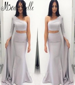 Vestidos de noite sexy de duas peças baratas um ombro de ombro de plus size de festas formais de baile formal Made3485920