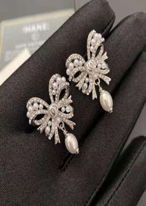 CUFF 2021 Xiaoxiang Elegant Bow Drop Pearl Necklace Temperament Fashion Earrings Women8230791