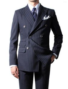 Men's Suits 2 Pieces Stripe Tuxedo Wedding Formal Wear Jacket & Trousers
