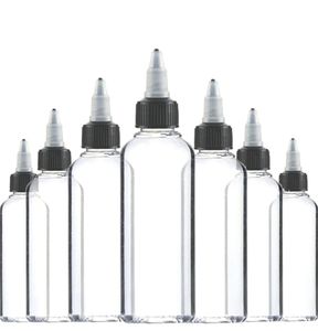 30pcs 30 ml 60 ml 100 ml 120 ml Kunststoff leerer Tinte Flasche Black Cap Transparent Clear Flaschen Tätowierzubehör 2201108812894