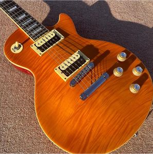 LP Standart Elektro Gitar, Tek Parça Vücut Boyun, Kıpır Kıpır Bağlayıcı, Tune-O-Matic Köprüsü, Bal Alev Maple TOP, ÜCRETSİZ Nakliye