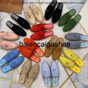 LP shoes loro piano OEM LORO * pianaa Womens Shoes 22 Spring/Summer LP Deerskin Muller Shoes Tassels Pendant Wrapped Half Slippers high quality loro shoes