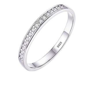 Женское обручальное кольцо маленькое циркониевое алмазное наполовину вечность обручальное кольцо сплошное 925 стерлинговое серебряное обещание годовщины R0125463849