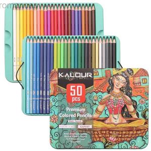 Lápis Kalour 50pc colorido lápis Profissional premium caneta toque macia usada como um item de arte de desenho para crianças artistas D240510