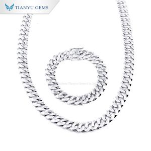 Tianyu Gems Forever Quality Sivler 10K 14K Gold Bracelet Necklace Hip Hop Chain Male Cuban Link