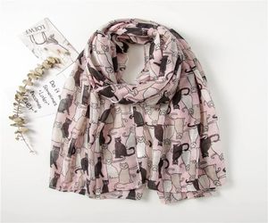 New Fashion Cat Print Cotton Voile Sconse Women Women Prip Wrap Shawls Sconhab Hijab Whole 10pcs lote 8781709