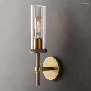 Vägglampa modern räfflad grand sconce clear cylindrical glas ljus fixtur korridor sovrum foajé dekor ledd lyxiga sconces