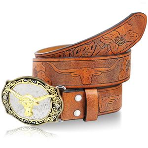 Cinghi Western Cowboy Belt Bull Head Big Board Filla Trend Uomini retrò punk puk in pelle regalo di compleanno in pelle