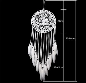 Nuovo circolare catcher da sogno in pizzo fatto a mano con piume decorazioni sospese decorazioni artigiane artigianato all'uncinetto bianco all'uncinetto dreamcatcher wi4425833