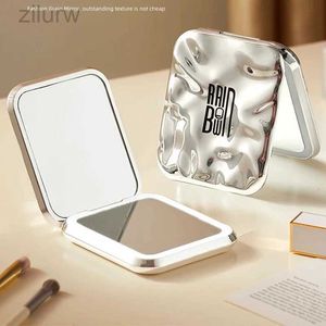 Compact Mirrors Galaxy Folding makeup mini mirror with LED lights 5X enlarged mini pocket portable travel makeup mirror with Type-C cable d240510