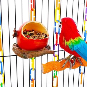 Other Bird Supplies 1Pc Funny Fruit Shape Parrot Feeder Orange Pomegranate Food Water Feeding Bowl Container Feeders Pet Dispenser