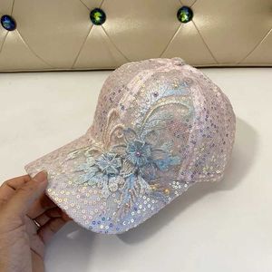 Bollmössor Summer Lace Baseball Cap Thin Section Breattable broderi Applique Mesh Hat Spring och Autumn Street Outdoor Outing Sun Hats Y240507